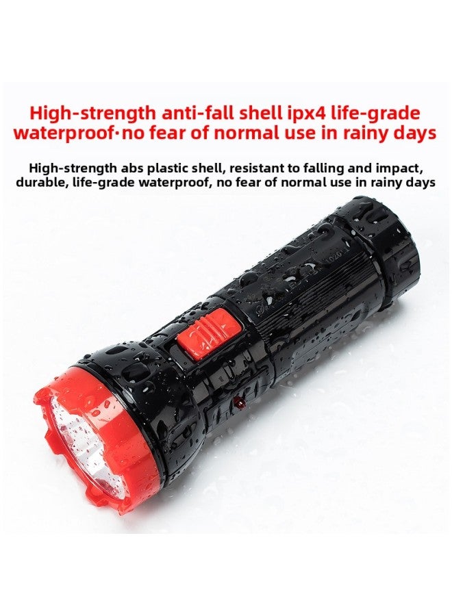 Susen Led Flashlight Rechargeable Strong Light Mini Plastic Home Lighting Small Hotel Fire Emergency Lighting-Color:6669 Black (16.3cm)  - Image 4