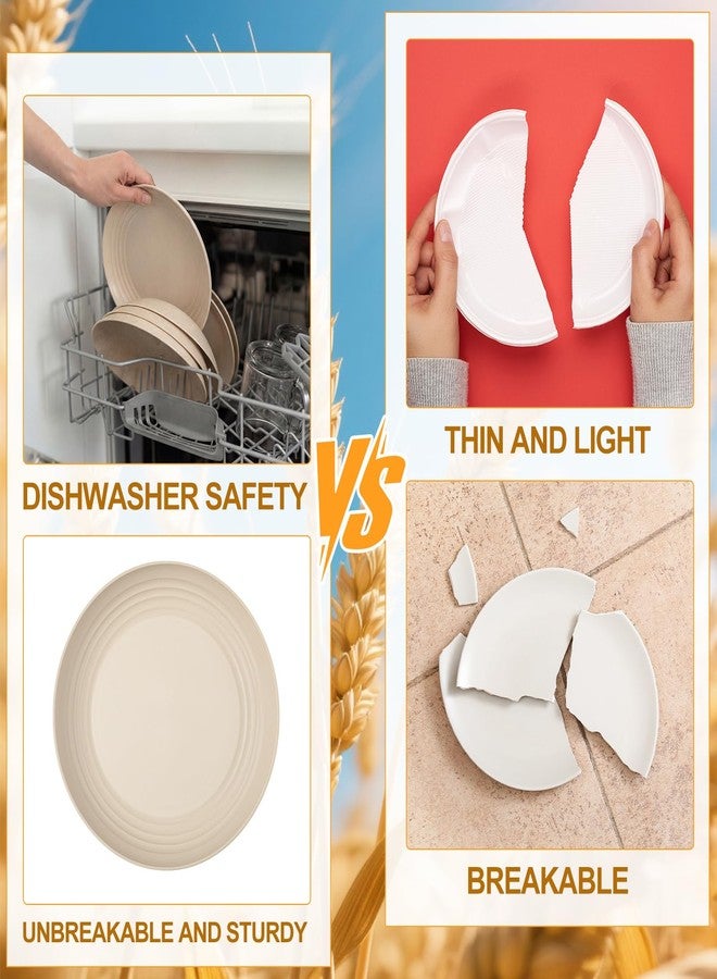 Ferrochef 16 Pcs Wheat Straw Plates Set 10 Inch and 8 Inch Plastic Plates Reusable Unbreakable Dinner Plate Dishwasher Microwave Safe Lightweight Plate for Home Kitchen Camping - Image 5