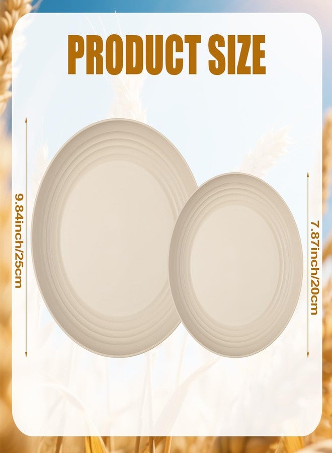 Ferrochef 16 Pcs Wheat Straw Plates Set 10 Inch and 8 Inch Plastic Plates Reusable Unbreakable Dinner Plate Dishwasher Microwave Safe Lightweight Plate for Home Kitchen Camping - Image 2
