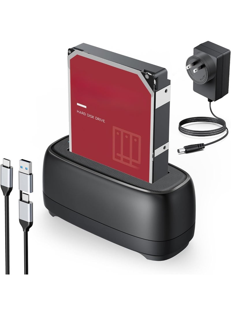 External Hard Drive Docking Station USB 3.0 to SATA for 2.5"/3.5" HDD & SSD up to 22TB – Support UASP with 12V Power Adapter (DD18) - Image 1