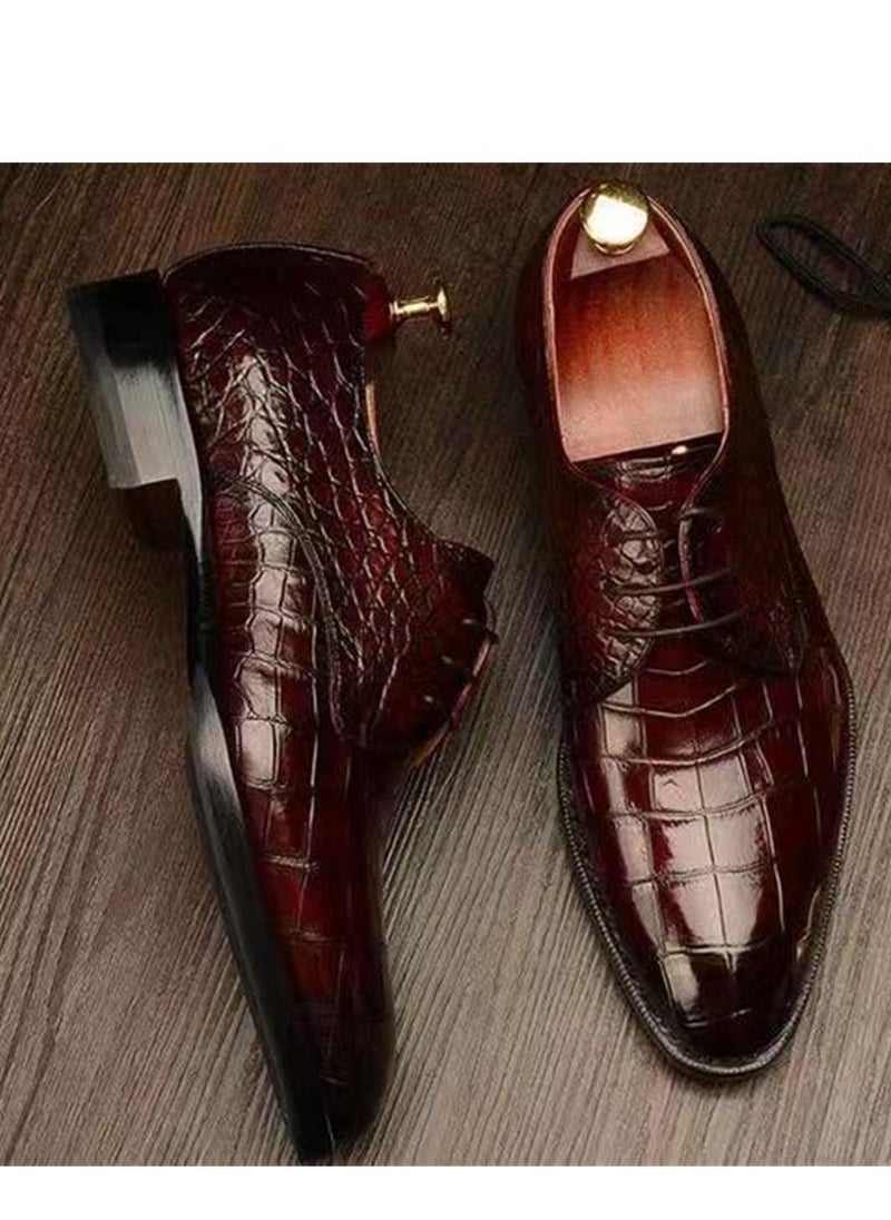 Generic - New men's business pointed leather shoes in red - Image 1