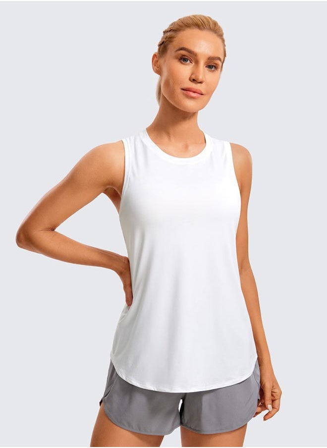 CRZ YOGA Lightweight Racerback Tank Tops for Women High Neck Workout Athletic Running Sleeveless Shirts White X-Small  - Image 2