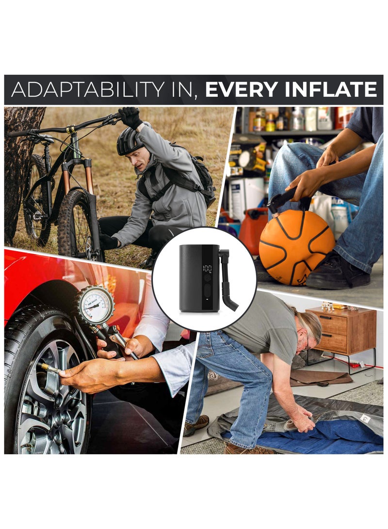QiCYCLE Tire Inflator Portable Air Compressor, 55s Fast Inflate Bike Pump, 150PSI/5000mAh Electric Air Pump with Presta and Schrader Valve Suitable for Road Bike, Mountain Bike, Cycle, Car - Image 2