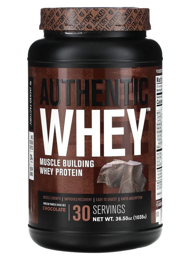 Jacked Factory Authentic Whey Muscle Building Whey Protein Chocolate 36.5 oz (1035 g)