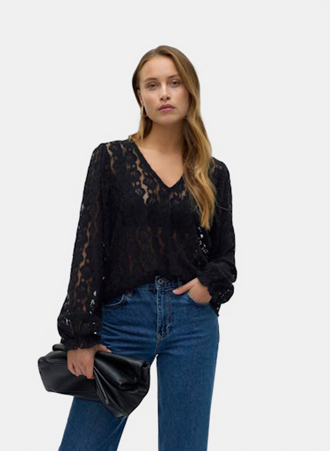 VERO MODA Womens Riri Lace Longsleeve Top - Image 3