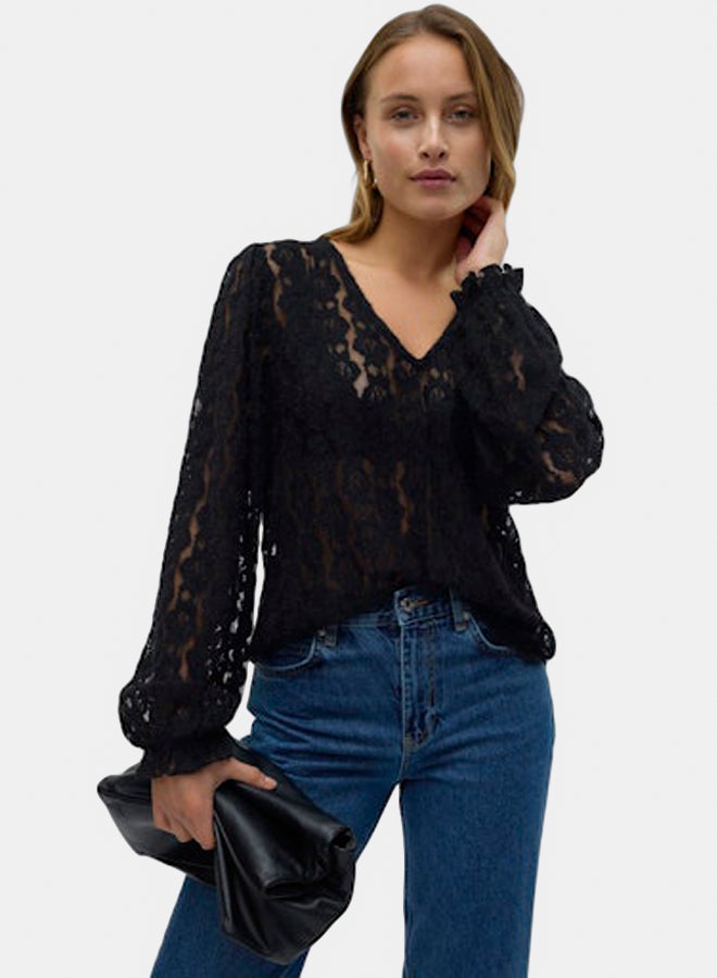 VERO MODA Womens Riri Lace Longsleeve Top - Image 2
