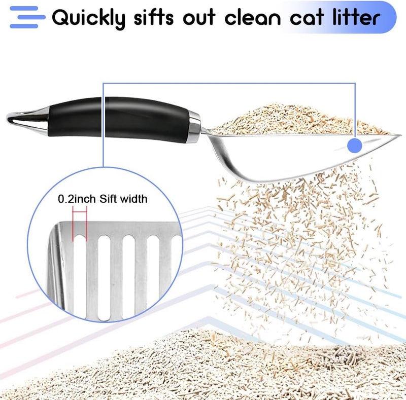 NewGF Fault optimized construction Stainless Steel Cat Litter Scoop,Metal Cat Litter Scoop,Kitty Metal Scooper,Sturdy Mesh Scooper,Suitabla cat Scooper for Cat Litter Box(Black) Multi-use qualified quality - Image 4