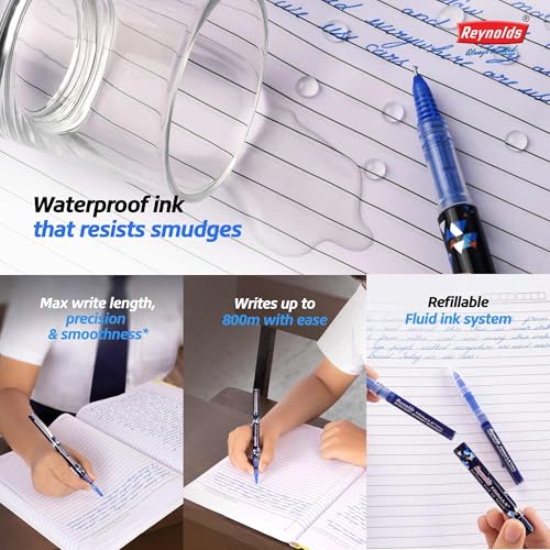 Reynolds TRIMAX 3 CT BLISTER - BLUE | Roller Ball Point Pen set With Comfortable Grip | Pens For Writing | School and Office Stationery | 0.5mm Tip - Image 3