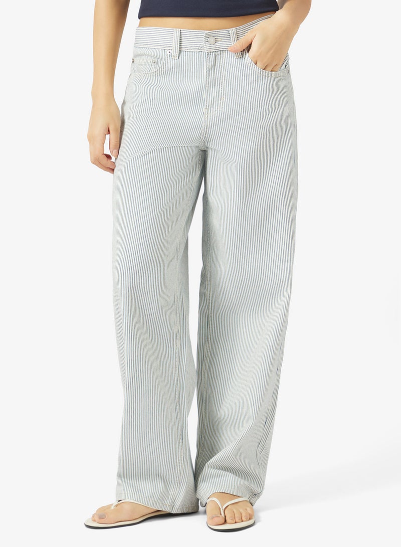 TOPSHOP Low Rise Wide Leg Blue Jeans - Image 1