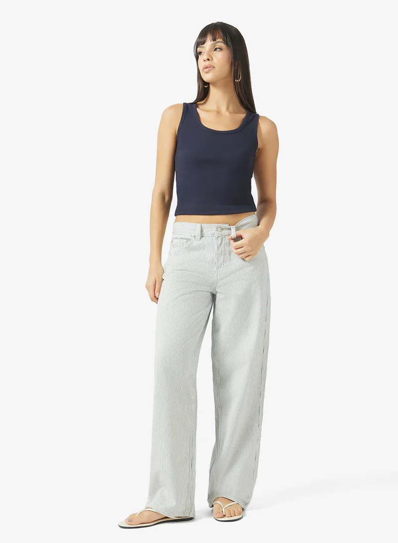 توب شوب Low Rise Wide Leg Blue Jeans