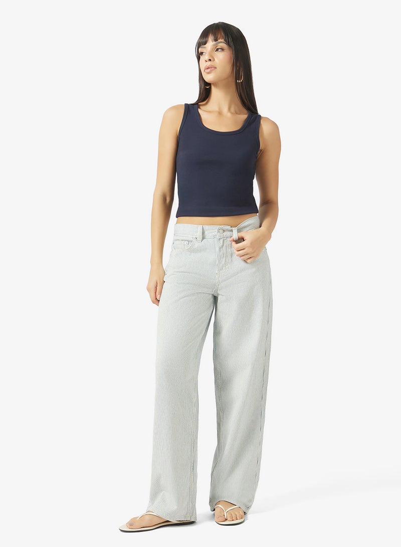 TOPSHOP Low Rise Wide Leg Blue Jeans - Image 2