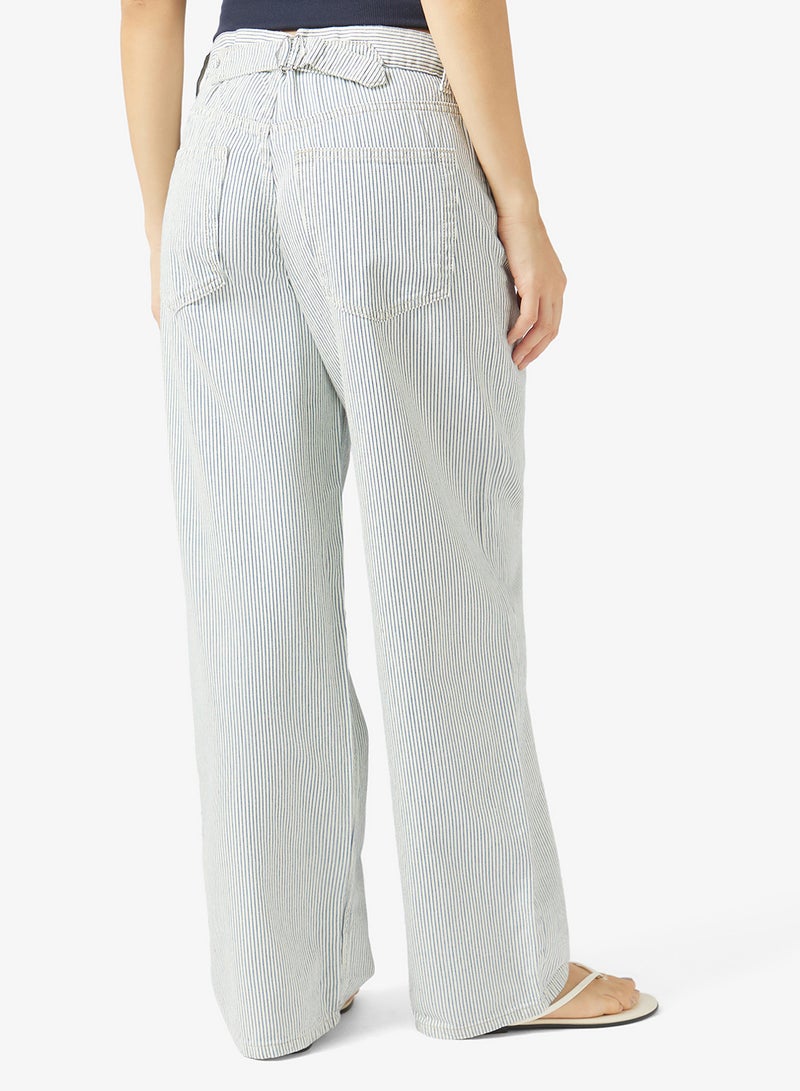 TOPSHOP Low Rise Wide Leg Blue Jeans - Image 3