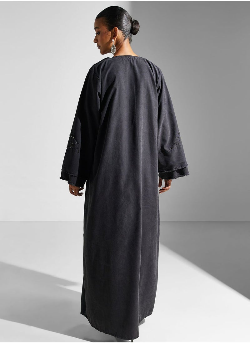 hayas closet - Embellished Flared Sleeve Abaya - Image 1