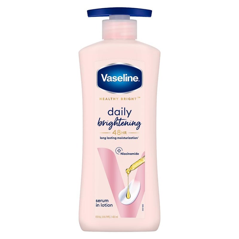 Vaseline Healthy Bright Body Lotion 400 ml, Daily Brightening Moisturizer with Sunscreen for Dry Skin, Gives Non-Greasy Glowing Skin - For Men & Women - Image 4