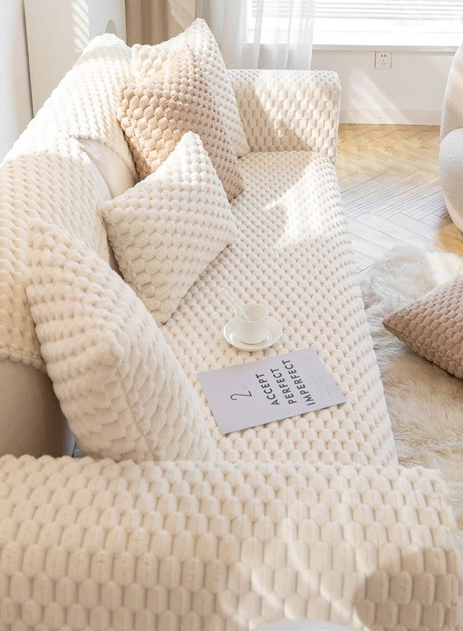 vctops Honeycomb Pattern Fluffy Faux Fur Sofa Couch Cover Super Soft Fuzzy Shaggy Sectional Couch Cover Non Slip Plush Warm Sofa Slipcover Furniture Protector (Cream,28"x28") - Image 5