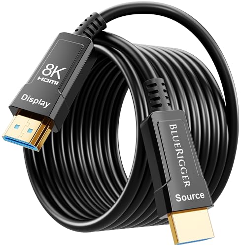 BlueRigger 8K Fiber Optic HDMI Cable 50FT 48Gbps inWall CL3 Rated 8K 60Hz 4K 144Hz HDCP 23 HDR10 Ultra High Speed Long HDMI AOC 21 Cable for Gaming VR HDTV Monitor PC - Image 1