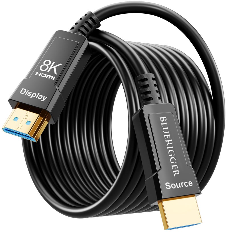 BlueRigger 8K Fiber Optic HDMI Cable 50FT 48Gbps inWall CL3 Rated 8K 60Hz 4K 144Hz HDCP 23 HDR10 Ultra High Speed Long HDMI AOC 21 Cable for Gaming VR HDTV Monitor PC - Image 2