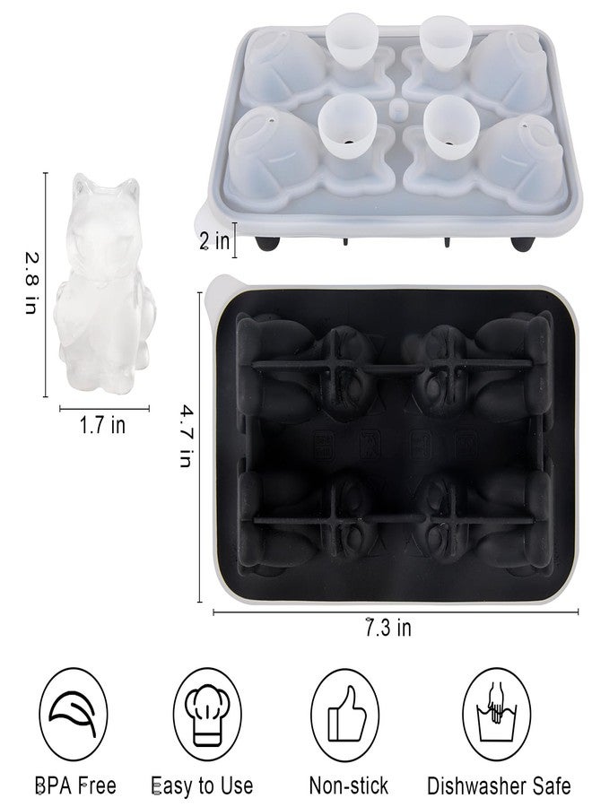 Nerien Cat Ice Cube Tray Mold - 3D Cat Shape Ice Cube Trays, Cute Ice Cube Molds for Whiskey Bourbon, 4-Hole Large Fun Shapes Ice Cube Trays, Funny Cat Gifts for Cat Lovers Women Men - Image 2