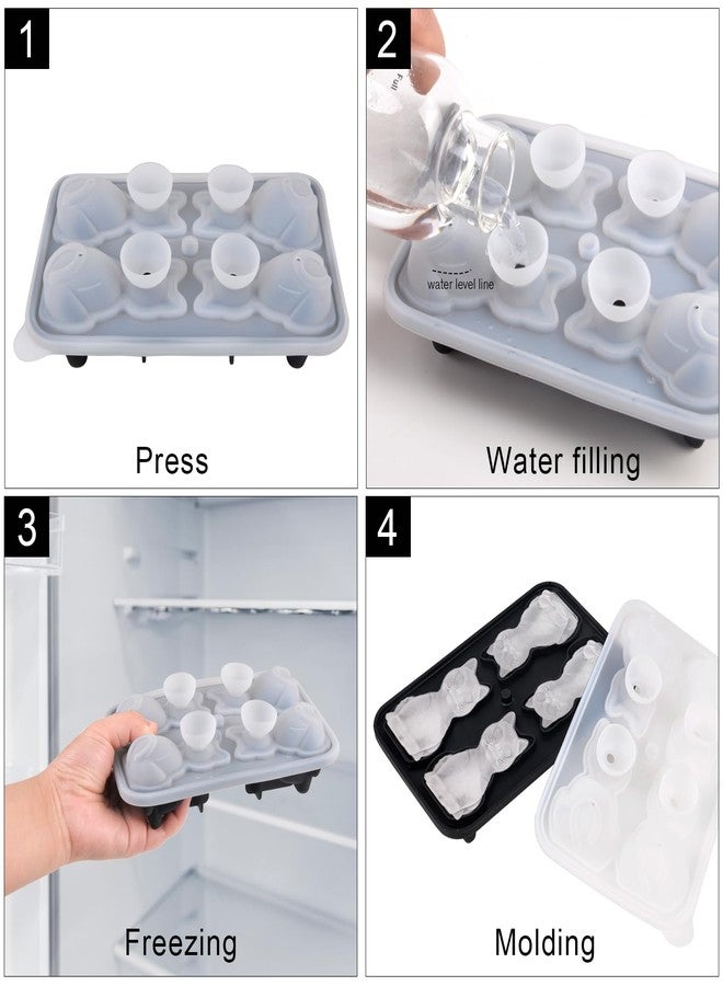 Nerien Cat Ice Cube Tray Mold - 3D Cat Shape Ice Cube Trays, Cute Ice Cube Molds for Whiskey Bourbon, 4-Hole Large Fun Shapes Ice Cube Trays, Funny Cat Gifts for Cat Lovers Women Men - Image 4