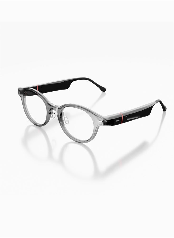 ARGON 8 SMARTGLASSES | SOLOS AIRGO™ 3 -color grey-Smart Glasses for iPhone and Android. Chat GPT personal assistant. Solos multi language group translate. AI coach. Whisper® Technology.  Whisper® Messeges & Events. Up to 10 hours battery life. BT 5.2 an BLE Wireless. ~ 33ft in open space.
