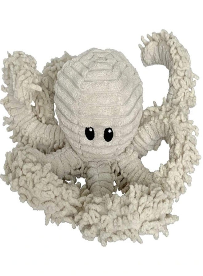 Pet Lou Durable Natural Nubby Plush Dog Toys with Squeaker and Crinkle Paper in Multi-Size (Natural Octopus -M, 14 Inch)