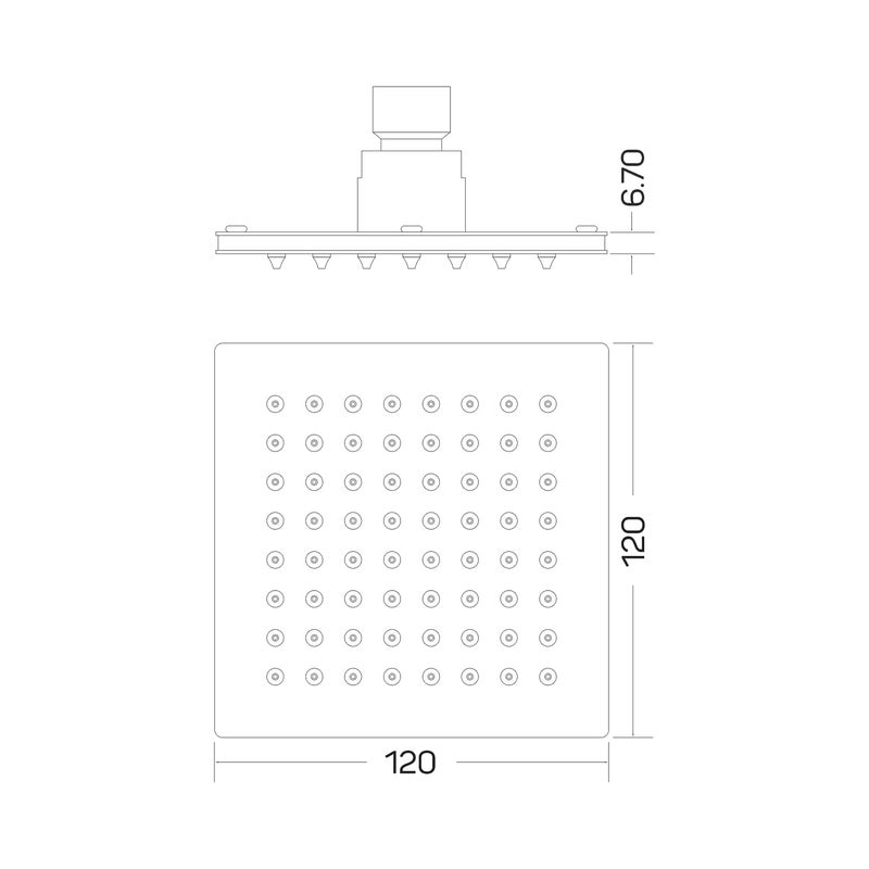 AURIGA 120mm x 120mm Rain Shower | 304 Stainless Steel | Mirror Finish | Strong & Durable | 100% Openable & Tiltable | Easy-Clean Silicone Nozzles | SMS120 - Image 4