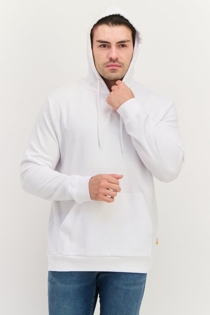 Gazzarrini Men Hooded Brand Logo Long Sleeves Sweatshirt, White - Image 1