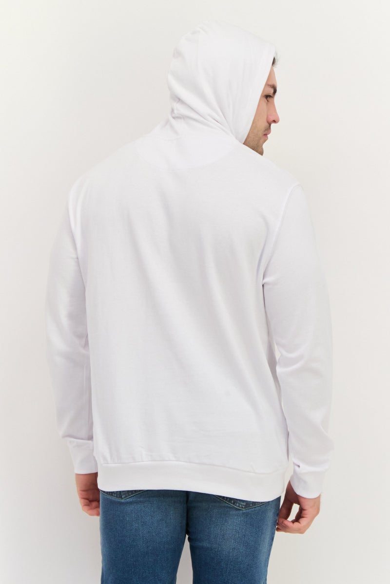 Gazzarrini Men Hooded Brand Logo Long Sleeves Sweatshirt, White - Image 4