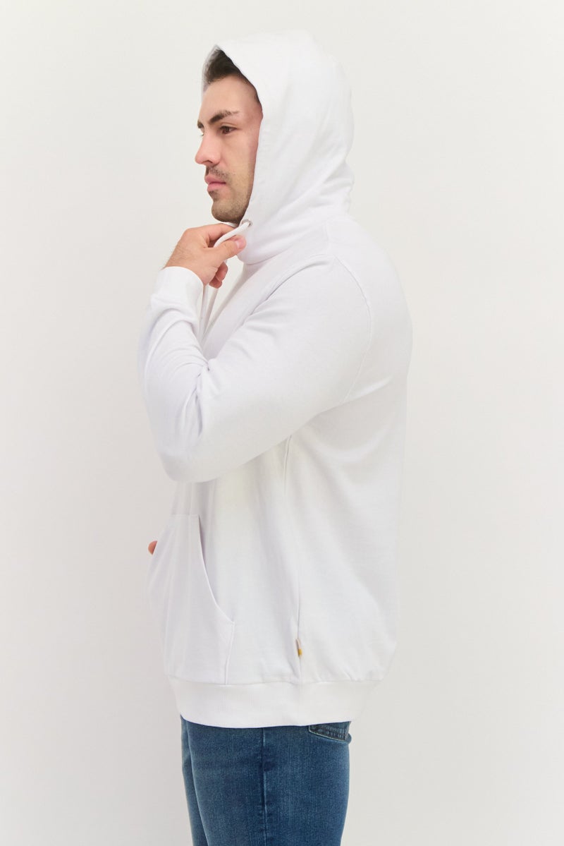 Gazzarrini Men Hooded Brand Logo Long Sleeves Sweatshirt, White - Image 2