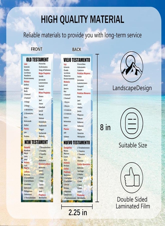 Well Tile Bilingual Bible Bookmarks Book of Bible Spanish Bookmark 2.25x8 Inch Double-Sided Christians Religious Bookmarks for Book Lovers Readers Office Supplies Gift 40 Pack - Image 2