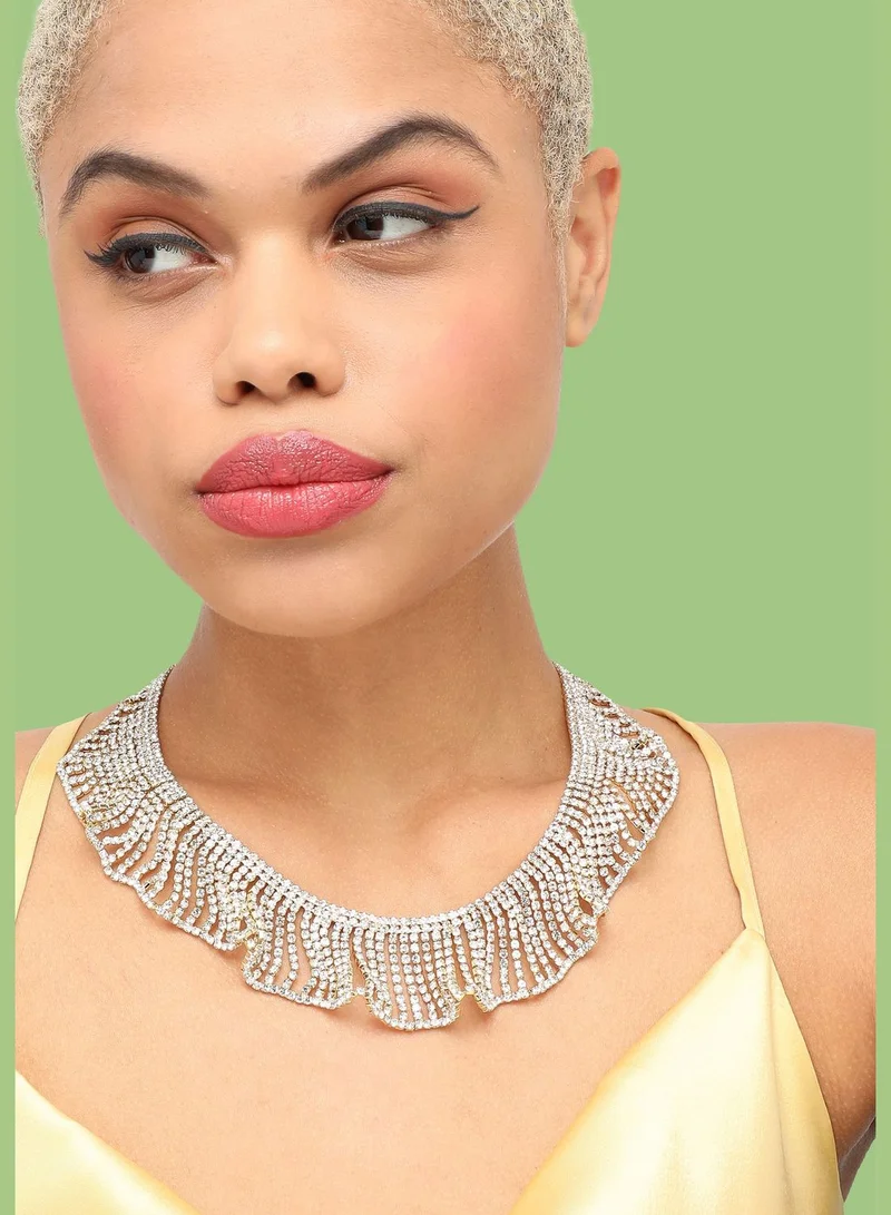 SOHI Gold Plated Party Designer Stone Statement Necklace For Women