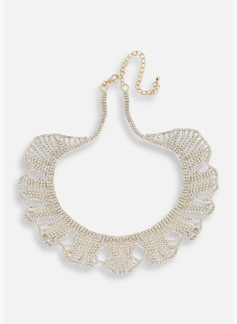 SOHI Gold Plated Party Designer Stone Statement Necklace For Women