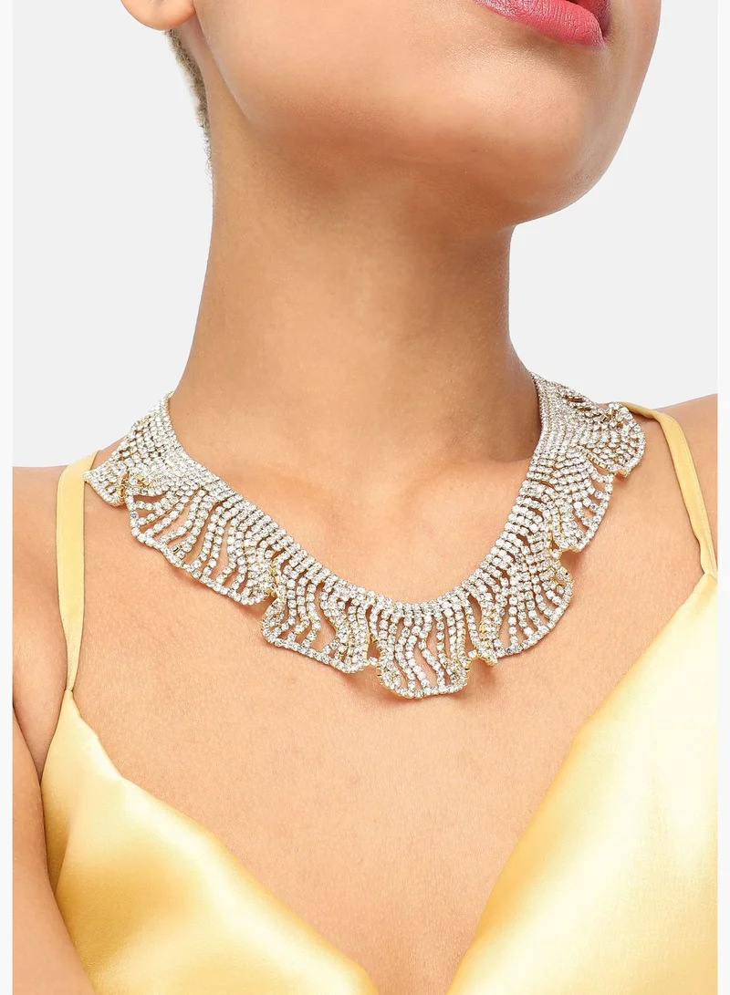 SOHI Gold Plated Party Designer Stone Statement Necklace For Women