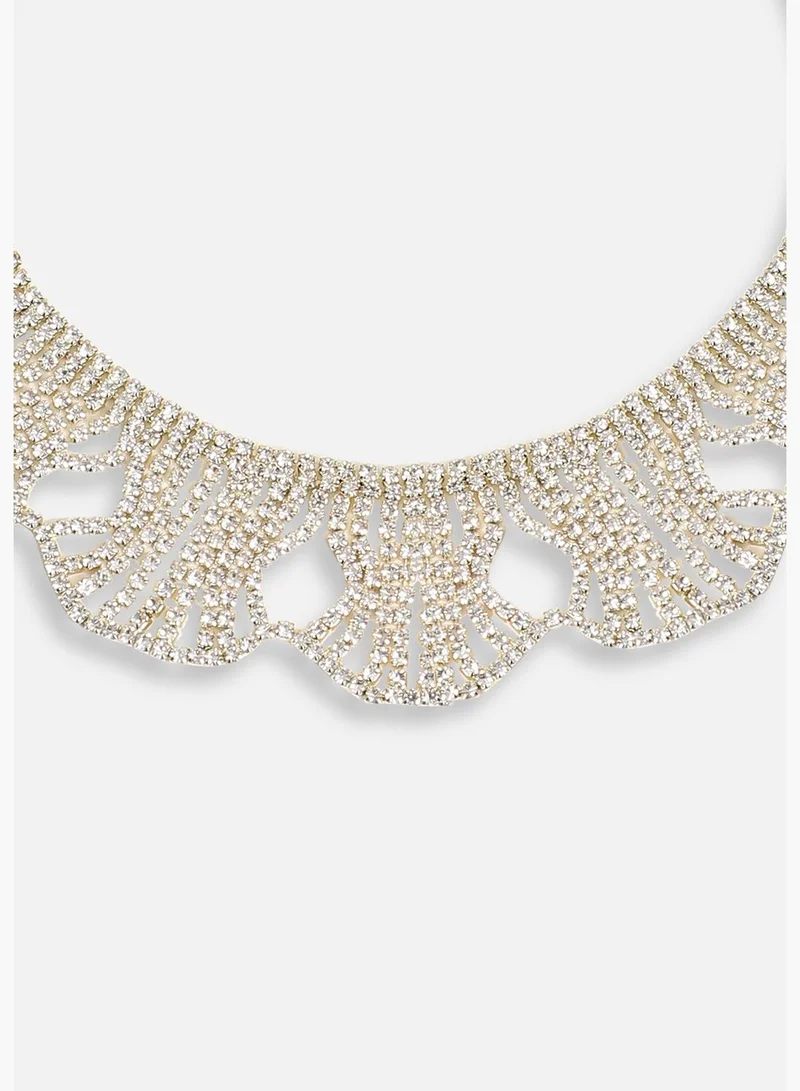 SOHI Gold Plated Party Designer Stone Statement Necklace For Women