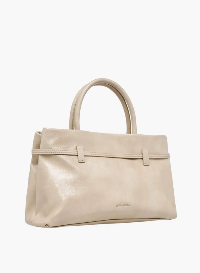Flora Bella By Shoexpress Solid Tote Bag with Buckle Accent and Zip Closure