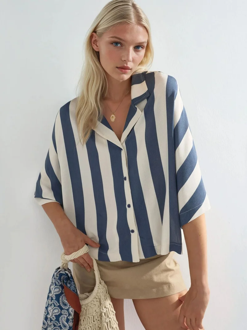 Busem BUSEM Relaxed Fit Striped Button-Up Shirt