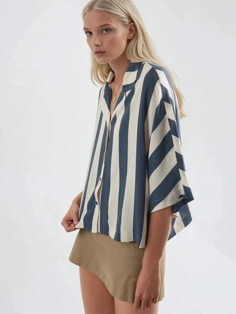Busem BUSEM Relaxed Fit Striped Button-Up Shirt