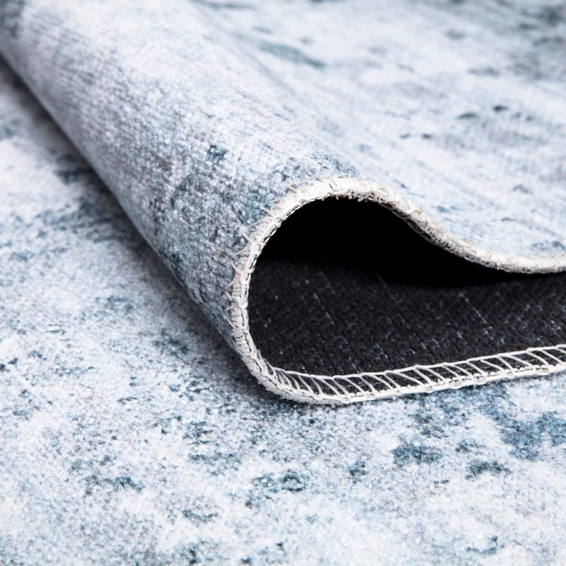 Bloom Rugs Bloom Rugs Caria Washable Non-Slip 12 ft Runner - Blue/Gray Modern Abstract Runner for Entryway  Hallway  Bathroom  and Kitchen - Exact Size: 2'6"" x 12'  - Image 3