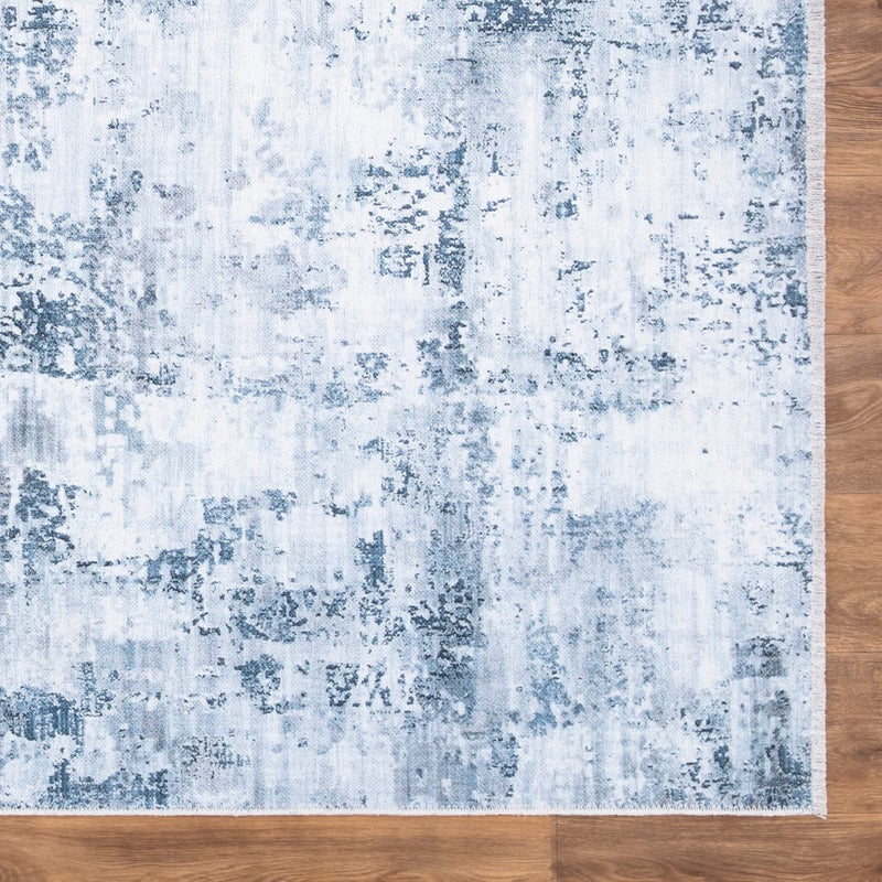 Bloom Rugs Bloom Rugs Caria Washable Non-Slip 12 ft Runner - Blue/Gray Modern Abstract Runner for Entryway  Hallway  Bathroom  and Kitchen - Exact Size: 2'6"" x 12'  - Image 5