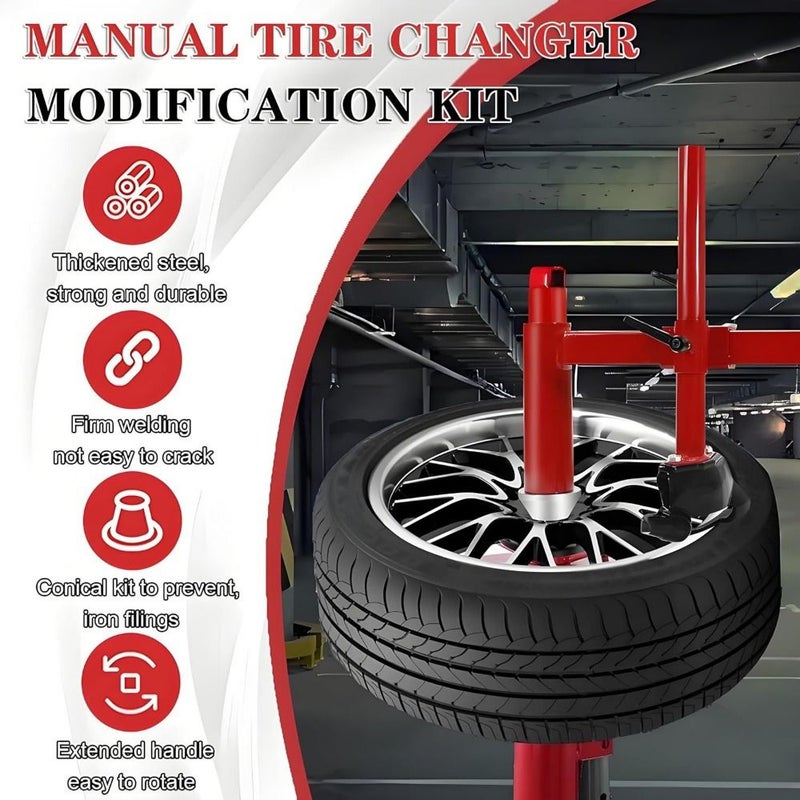 Upgrade Manual Tire Changer Duck Head Adapter Kit with Red Duck Head Tire Changer Fit for Most Car Tires Silvery Cone - Image 4