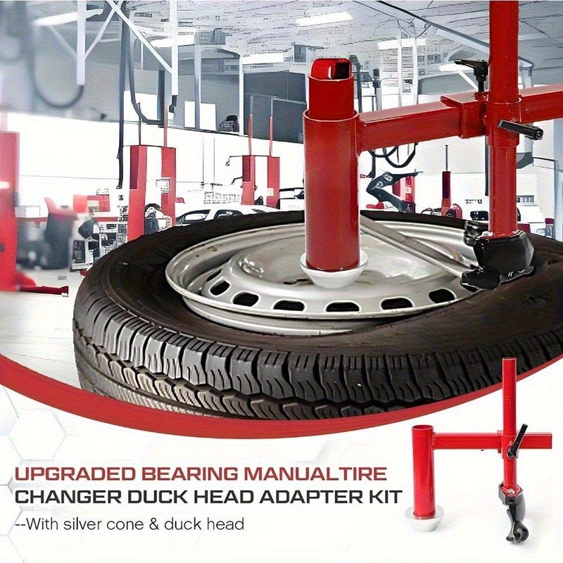 Upgrade Manual Tire Changer Duck Head Adapter Kit with Red Duck Head Tire Changer Fit for Most Car Tires Silvery Cone - Image 1