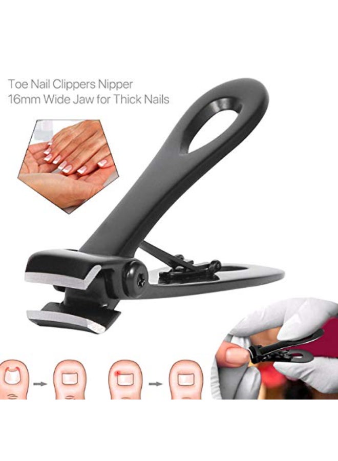 AyeVision Nail Clippers 16mm Wide Large Jaw Opening for Thick Nail Stainless Steel Black Fingernail and Toenail Nipper Cutter Podiatry Trimmer Pedicure Manicure Kit - Image 4