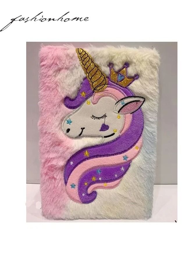 Cartoon Unicorn Furry Notebook Office School Supplies