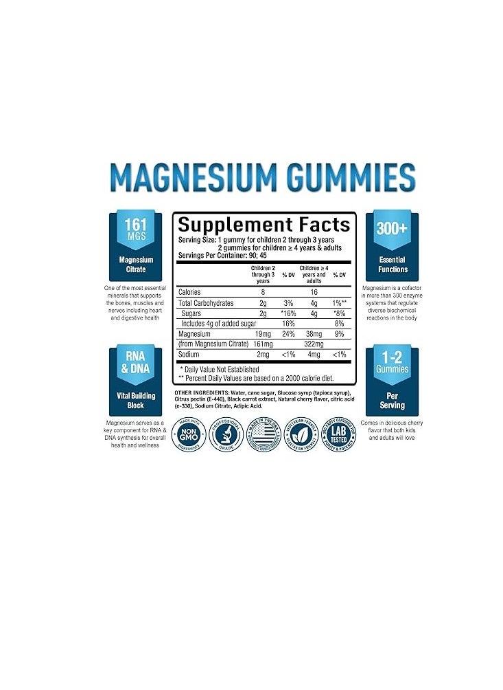 Purely Optimal - Premium Magnesium Citrate Gummies for Adults & Kids 90 Delicious Gummies - Image 1