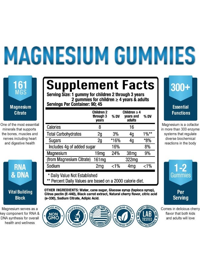Purely Optimal Premium Magnesium Gummies Kids & Adults - Magnesium Citrate for Digestion Support, Calm, Bone & Heart Health, Muscle & Nerve Support - Magnesium Supplement, 90 Gummies - Image 2