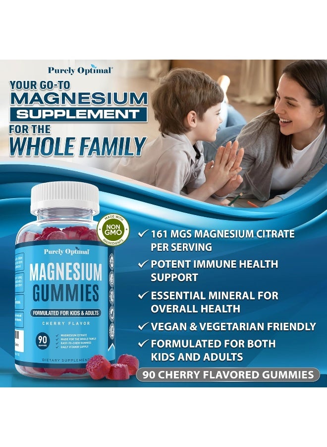 Purely Optimal Premium Magnesium Gummies Kids & Adults - Magnesium Citrate for Digestion Support, Calm, Bone & Heart Health, Muscle & Nerve Support - Magnesium Supplement, 90 Gummies - Image 4