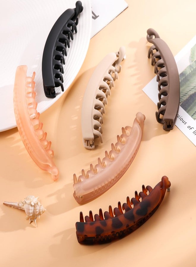 مشابك شعر ديبوكا على شكل موزة، مشبك موزة كبير 4.75 بوصة للنساء والفتيات، مشابك شعر لطيفة للشعر الخفيف إلى الكثيف، مشابك كبيرة للشعر، عبوة من 6 قطع (مرجاني، بني شفاف، صدفة السلحفاة، بيج، بني، أسود) - Image 3
