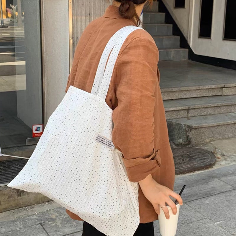Women's Pure White Pleated Polka Dot Shoulder Bag - Image 3