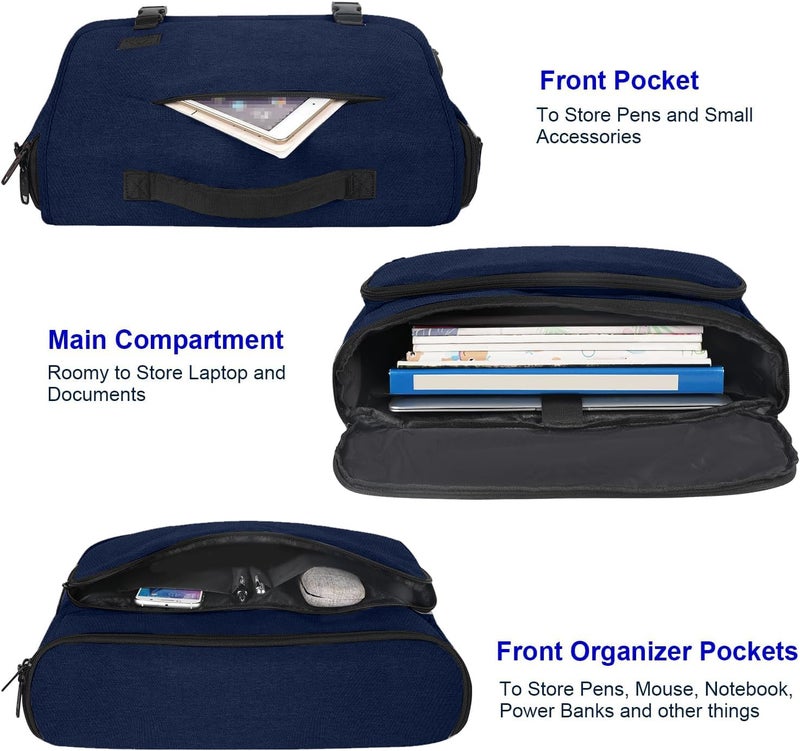 MATEIN Messenger Bag for Men, Briefcases Lightweight Men's Laptop Bag 17.3 inch Water Resistant Crossbody Satchel Computer Work Office Case with Shoulder Strap, Blue - Image 4
