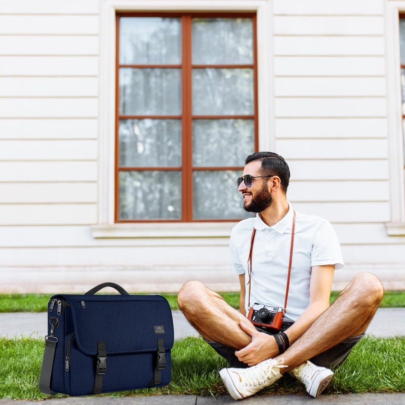 MATEIN Messenger Bag for Men, Briefcases Lightweight Men's Laptop Bag 17.3 inch Water Resistant Crossbody Satchel Computer Work Office Case with Shoulder Strap, Blue - Image 3